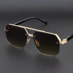Men's Metal Sunglasses Square Half Frame Rice Nails Casual Trend Glasses Personality Retro Fashion Outdoor Sports Eyeglasses