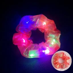 10pcs LED Scrunchies Light Up Organza Hair Scrunchy Elastic Hair Ties for Women Girl Glow in The Dark Party Supplies Neon Outfit