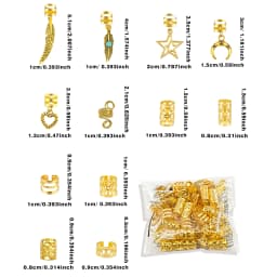 70PCS Hair Rings Multi Style(Heart,Star) Adjustable for Braid Loc Dreadlock Accessories for Women and Girls(Valentine'Day)