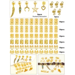 70PCS Hair Rings Multi Style(Heart,Star) Adjustable for Braid Loc Dreadlock Accessories for Women and Girls(Valentine'Day)