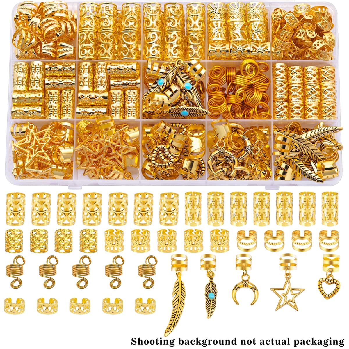 70PCS Hair Rings Multi Style(Heart,Star) Adjustable for Braid Loc Dreadlock Accessories for Women and Girls(Valentine'Day)