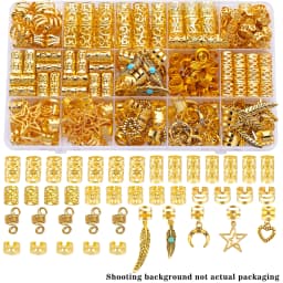 70PCS Hair Rings Multi Style(Heart,Star) Adjustable for Braid Loc Dreadlock Accessories for Women and Girls(Valentine'Day)