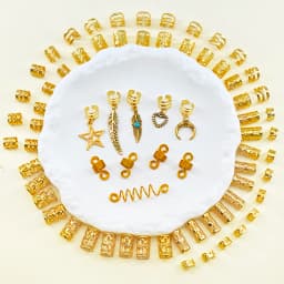 70PCS Hair Rings Multi Style(Heart,Star) Adjustable for Braid Loc Dreadlock Accessories for Women and Girls(Valentine'Day)