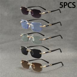 5/1 PCS Rimless Sunglasses Rectangle Fashion Popular Women Men Shades Small Square Sun Glasses For Female Male Summer Traveling