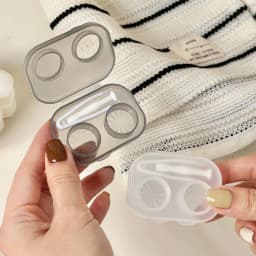 1pc Ins Contact Lens Box Portable Transparent Minimally Integrated Companion Box Girls Travel Contact Lens Case with Tweezers