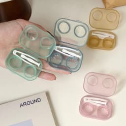 1pc Ins Contact Lens Box Portable Transparent Minimally Integrated Companion Box Girls Travel Contact Lens Case with Tweezers
