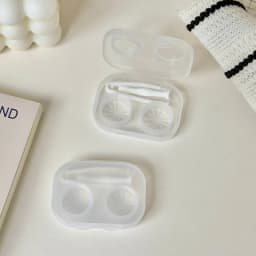 1pc Ins Contact Lens Box Portable Transparent Minimally Integrated Companion Box Girls Travel Contact Lens Case with Tweezers