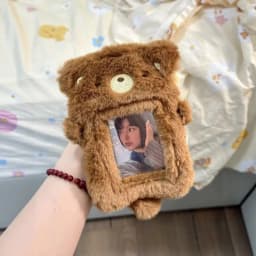 Cartoon Cute Plush Photocard Case Cartoon Bag Keychain Fox Photocard Case Student Card Holder Idol Photos Protective Cover