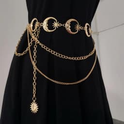 Fashion Golden Tassel Waist Chain Belt Female Bohemian Metal Punk Goth Moon Designer Belts for Women High Quality Dress Chains