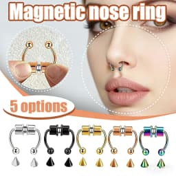 Magnetic Fake Nose Ring, No-Pierce Nose Clip, Stainless Steel Fake Piercing Hoop, Unisex Jewelry Gift