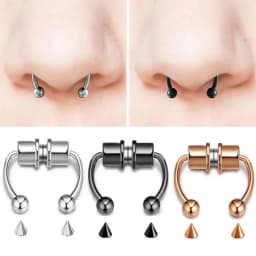 Magnetic Fake Nose Ring, No-Pierce Nose Clip, Stainless Steel Fake Piercing Hoop, Unisex Jewelry Gift