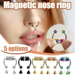 Magnetic Fake Nose Ring, No-Pierce Nose Clip, Stainless Steel Fake Piercing Hoop, Unisex Jewelry Gift
