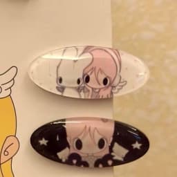 2Pcs INS Angel Girl Cartoon Hair Clip Set Star White Rabbit Print Oval Acrylic Side Barrettes Hairclips For Women Girls Jewelry