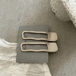 2pcs Silver Color Metal Silver Wave Line Hairclip With Geometric Hollow Alloy Duckbill Clips Side Bangs Female Ladies Hairpins