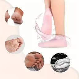 Silicone Moisture Socks & Gloves Set for Dry Cracked Skin, 4-Pc Reusable Non-Slip Treatment, Unscented