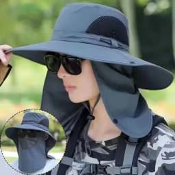 Sunscreen Integrated Fisherman Hat for Unisex Summer Outdoor Mesh Breathable Face Mask Cycling Fishing Neck Protection Hat