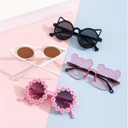 4pcs Cute Square Frame and Bear Ear Shaped Fashion Fashion Glasses