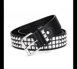 Studded Belt Punk Rock Rivet Belt Grommet Threads Belt with Bright Metal Pyramid for Women Men Black Pink White
