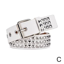 Studded Belt Punk Rock Rivet Belt Grommet Threads Belt with Bright Metal Pyramid for Women Men Black Pink White