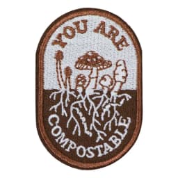 1PC You Are Compostable Mushroom Embroidered Patch Iron On Adhesive Badge DIY Gift For Clothes Cap Bag Jacket Trucker Hat