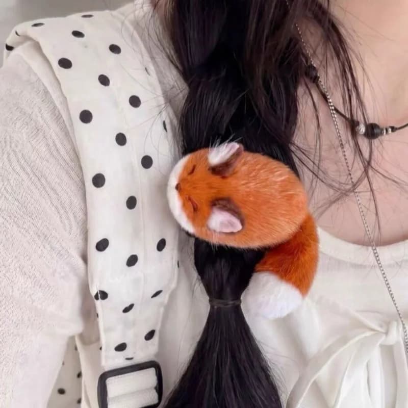 Kawaii Fluffy Plush Fox Hair Barrettes Cute 3D Fox Tail Bangs Clips Women Cartoon Animal Side Hair Accessories
