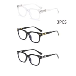 2026 classic 3Pcs square anti-blue glasses for men and women black transparent frame unisex computers wear glasses.