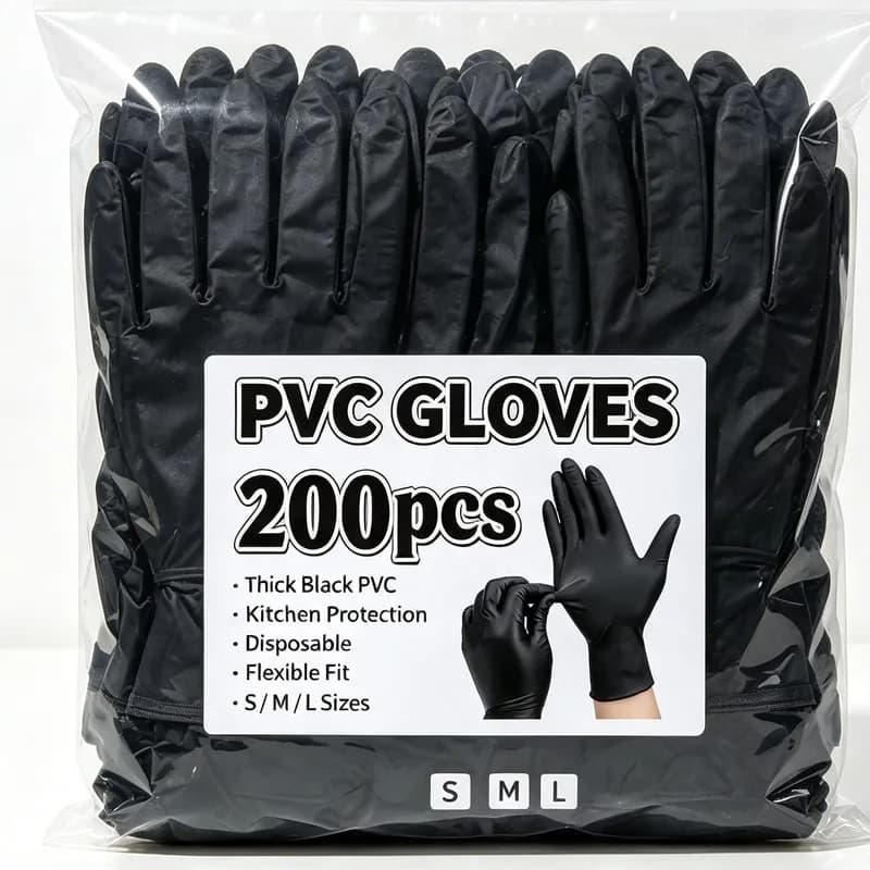 Disposable Black Gloves Unisex Latex Free Nitrile PVC Thick Splayed Fingers Housework Cleaning Car Pet Care Cooking Tools Women