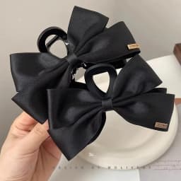 New Large Black Fabric Bow Grab Hair Clips Women's New Korean Style Hairpin Fashion Shark Cawl Clips Girls Hair Accessories