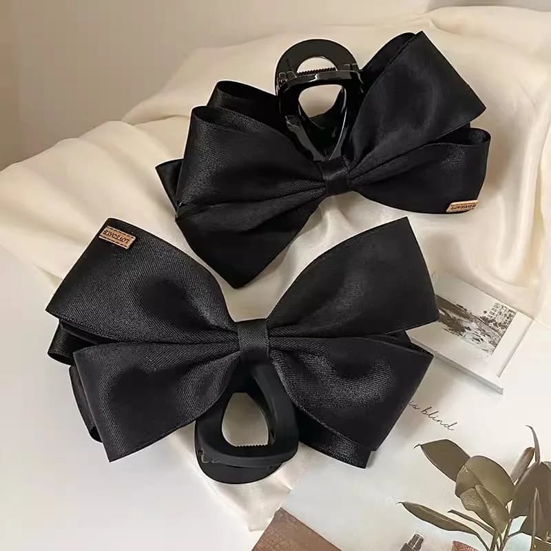 New Large Black Fabric Bow Grab Hair Clips Women's New Korean Style Hairpin Fashion Shark Cawl Clips Girls Hair Accessories