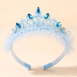 Cute Girls Glitter Princess Tiara Headband with Lace Tulle Rhinestone Crown Hair Hoop Kids Birthday Party Gift Hair Acces