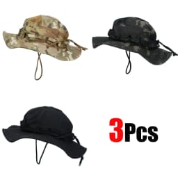 1pc/3pcs Camo Boonie Hat Sunscreen Breathable Bucket Hat Men's Outdoor Hiking Hunting Fishing Windproof Fisherman's Hat