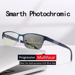 Multifocal Color-changing Men's Half-frame Smart Zoom Near-far Presbyopic Glasses806