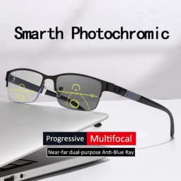 Multifocal Color-changing Men's Half-frame Smart Zoom Near-far Presbyopic Glasses806