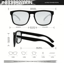 Sports Photochromic Polarized Sunglasses Unisex Classic Square Frame UV400 Anti-Glare All Day Wear for Driving Fishing Cycling