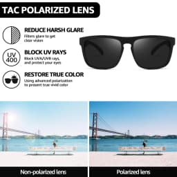 Sports Photochromic Polarized Sunglasses Unisex Classic Square Frame UV400 Anti-Glare All Day Wear for Driving Fishing Cycling