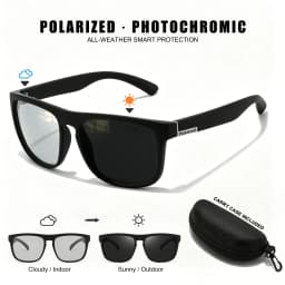 Sports Photochromic Polarized Sunglasses Unisex Classic Square Frame UV400 Anti-Glare All Day Wear for Driving Fishing Cycling