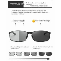 Rectangle Metail Frame Polarized Sunglasses Men Brand Designer Color Changing Sun Glasses Driving Oculos De Sol UV400