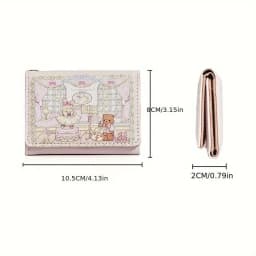 Girl's Dream Spring Picnic Series Rabbit Bear Wallet Cute Original Design Anti-degaussing Multi-card Magnetic Button Coin Purse