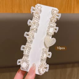 10 off-white bowknot heart-shaped hair clips with claws, simple and cute, suitable for daily use as hair accessories