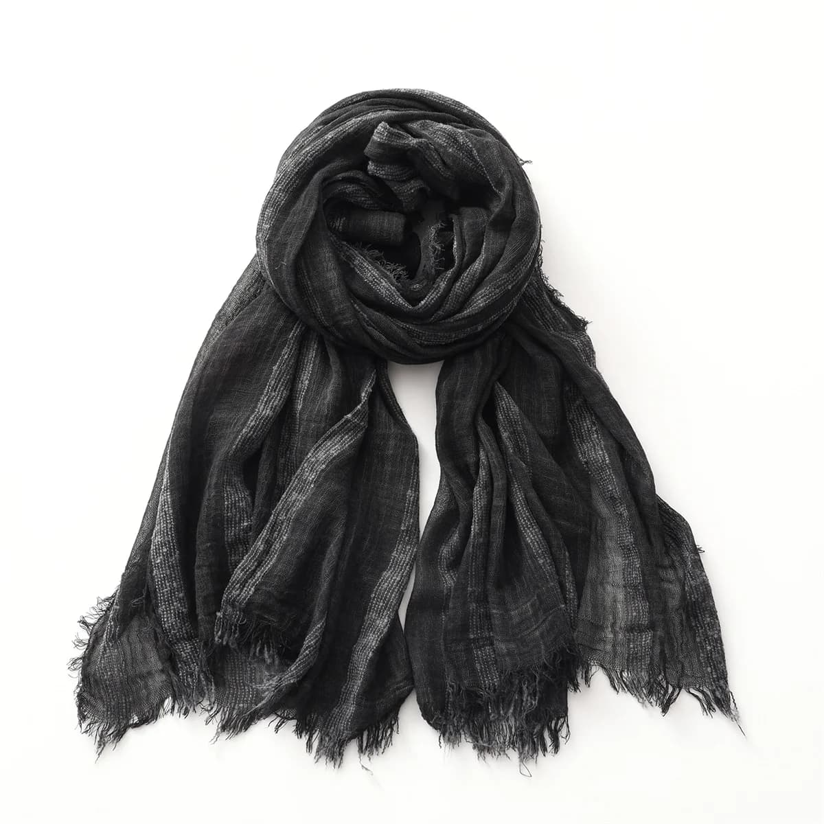 Cotton Linen Striped Scarf for Men Women Soft Warm Neckerchief Short Tassel Scarves Male Accessories Bufandas Shawls