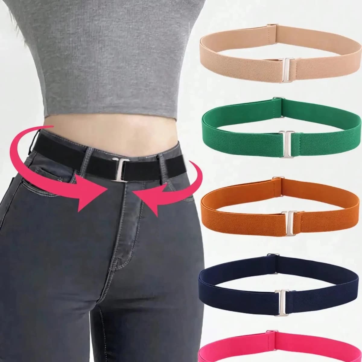 1pc Women's Elastic Comfortable & Adjustable One-Size Anti-Slip Pants Belt, Fits Most
