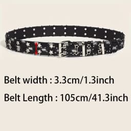 1PC New Fashion Luxury Belt Black Punk Accessories Blue Denim Girdle HipHop Y2k Star Hollowed Pin Buckle Waistband,For Men Women