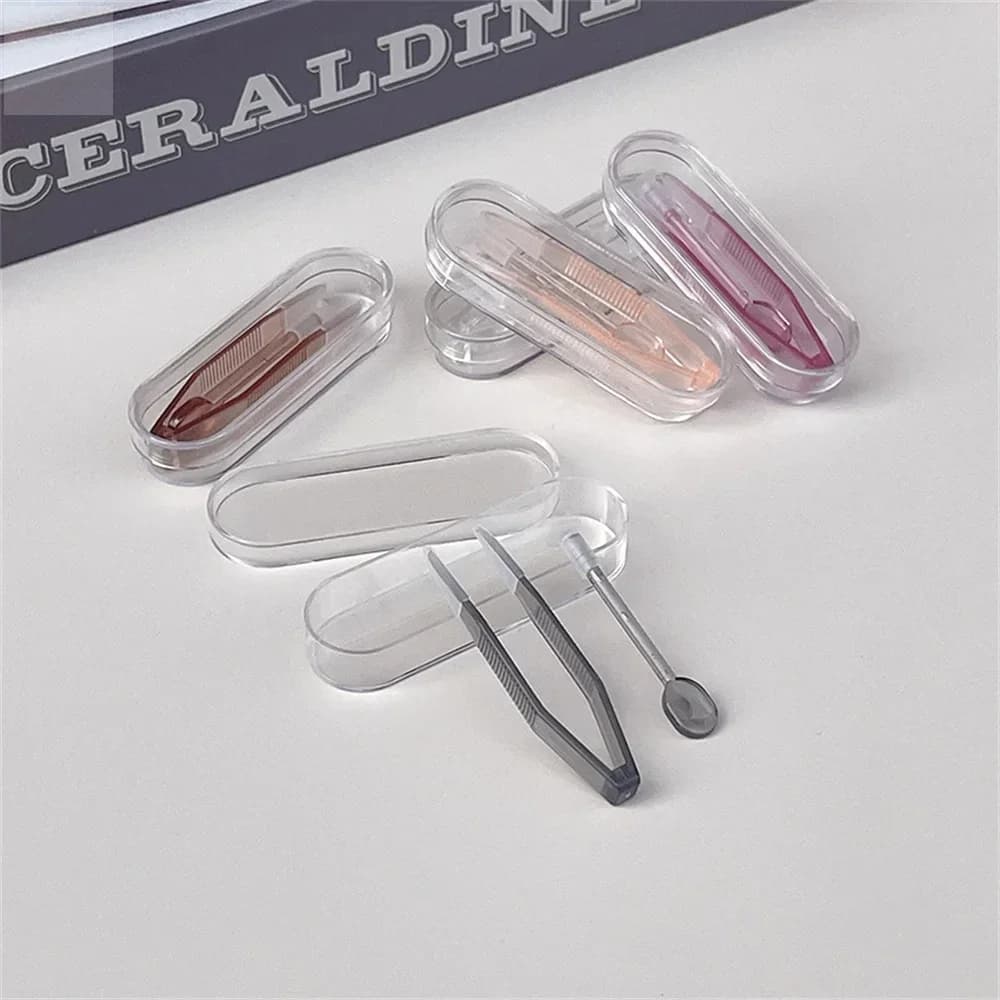 1/2PC Contact Lens Tweezers Wear Tools Transparent Large Long Clamp Rod Set Small Contact Lenses Tweezers