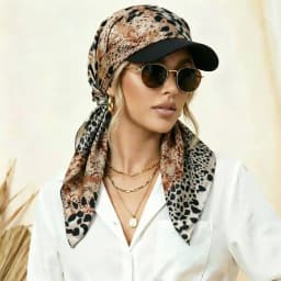 Women's Headscarf Sun Hat Self-Tie Brimmed Scarf Cap Beach Vacation Sun Protection Hat Chemotherapy Cap