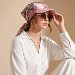 Women's Headscarf Sun Hat Self-Tie Brimmed Scarf Cap Beach Vacation Sun Protection Hat Chemotherapy Cap