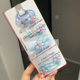 6pcs/set Cute Girl Hair Accessories Frozen Elements Princess Hair Clip Daily Performance Sweet Bow Children's Hair Circle