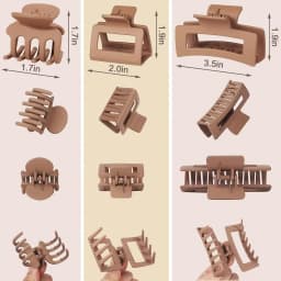 3Pcs Matte Hair Claw Clips 3 Sizes Non-slip Strong Hold Hair Clips for Thin Thick Curly Hair Women Hair Accessories Brown