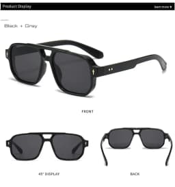 Vintage Double Bridges Men Square Sunglasses Fashion Clear Ocean Lens Eyewear Women Trending Rivets Glasses UV400 Gafas De Sol