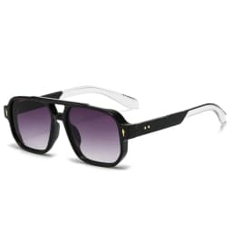 Vintage Double Bridges Men Square Sunglasses Fashion Clear Ocean Lens Eyewear Women Trending Rivets Glasses UV400 Gafas De Sol