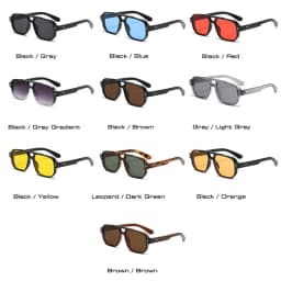 Vintage Double Bridges Men Square Sunglasses Fashion Clear Ocean Lens Eyewear Women Trending Rivets Glasses UV400 Gafas De Sol